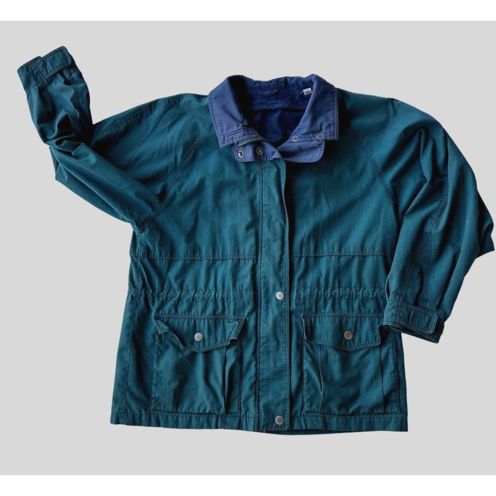 VTG 1990s Towne London Fog Jacket Windbreaker Green Unisex Medium Petite… - Picture 3 of 12